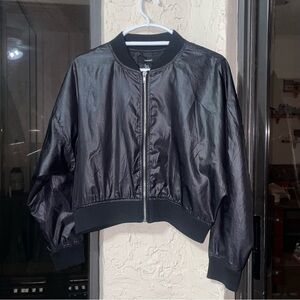 Forever 21 Shiny Black Bomber Jacket